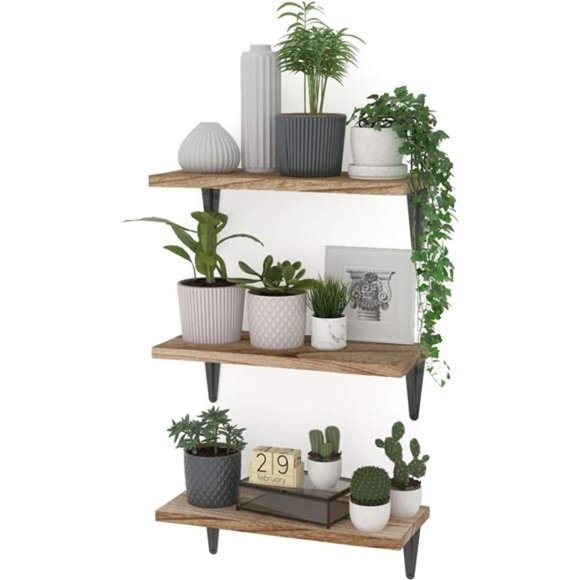 Arras Rustic Wood Floating Shelves for Wall Storage,Wall Shelves for Living Room - Picture 1 of 6